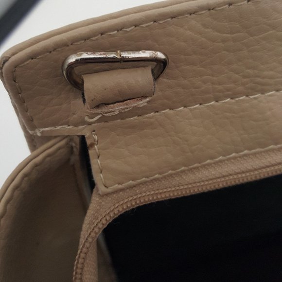 Women's MICHAEL KORS Large Luggage  Beige Leather Satchel Bag Tote Handbag - Picture 14 of 16